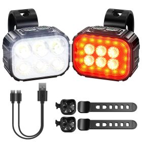 Bike Headlight TailLight IP65 Waterproof Anti-Drop Rechargeable Bicycle Light Set Night Riding Bright Bike Cycling Headlight Taillight Front Light War