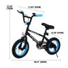 12" BMX Bike Blue Carbon Steel Frame High-gel Butyl Tires Non-slip