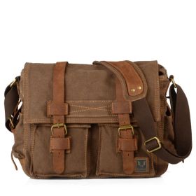 Men's Crossbody Canvas Shoulder Bag (Color: Brown)