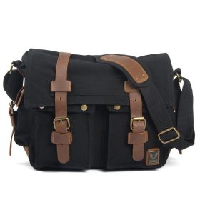 Men's Crossbody Canvas Shoulder Bag (Color: Black)