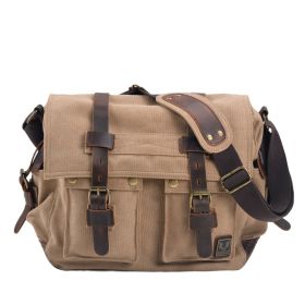 Men's Crossbody Canvas Shoulder Bag (Color: Khaki)