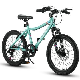 S20101 Ecarpat 20 Inch Kids Bike, Boys Girls Mountain Bike Ages 8-12, 7 Speed Teenager Children Kids' Bicycles, Front Suspension Disc U Brake, 14 Inch (Color: as Pic)
