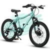 S20101 Ecarpat 20 Inch Kids Bike, Boys Girls Mountain Bike Ages 8-12, 7 Speed Teenager Children Kids' Bicycles, Front Suspension Disc U Brake, 14 Inch