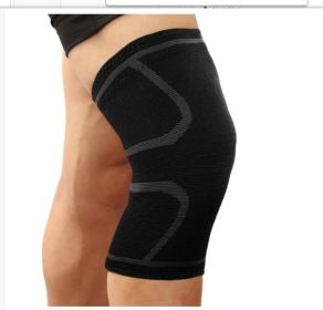 Double Corrugated Non-slip Stretch Keep Warm Nylon Needle Sports Kneecaps (Option: Black And Gray-M)