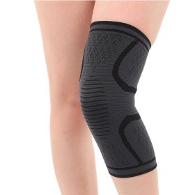 Double Corrugated Non-slip Stretch Keep Warm Nylon Needle Sports Kneecaps (Option: Black-XL)