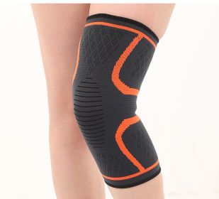 Double Corrugated Non-slip Stretch Keep Warm Nylon Needle Sports Kneecaps (Option: Orange-M)