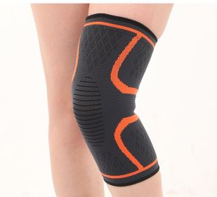 Double Corrugated Non-slip Stretch Keep Warm Nylon Needle Sports Kneecaps (Option: Orange-XL)